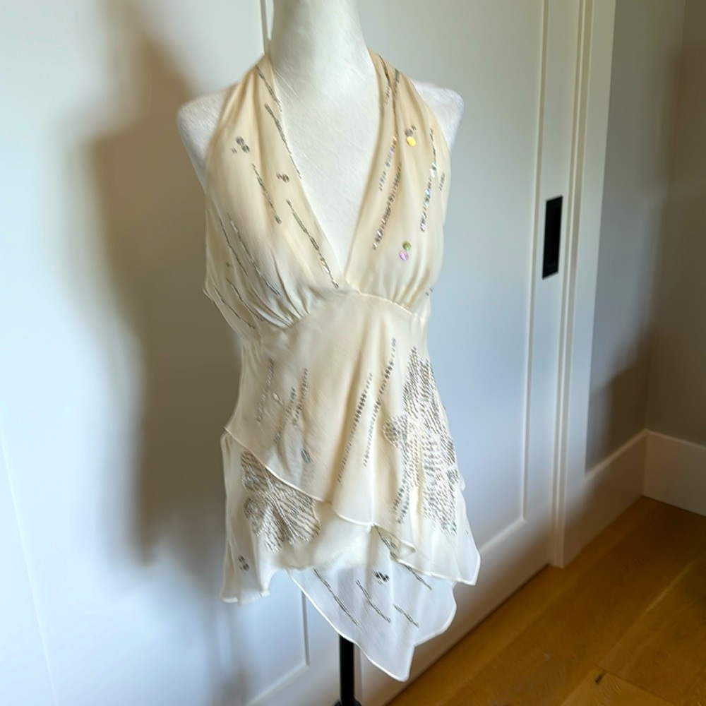 BCBGMAXAZRIA silk halter top
